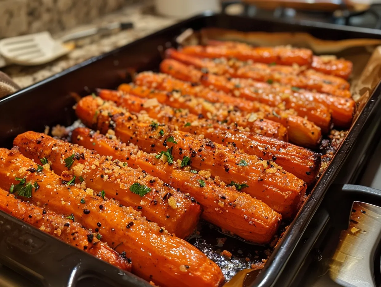 Finished Parmesan Crusted Carrots