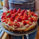 Finished Strawberry Cheesecake Poke Cake