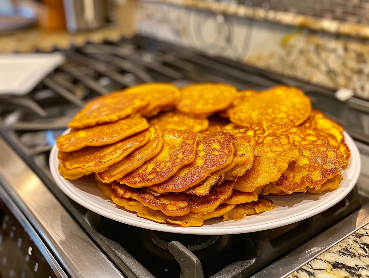 Finished Sweet Potato Pancakes on a Table