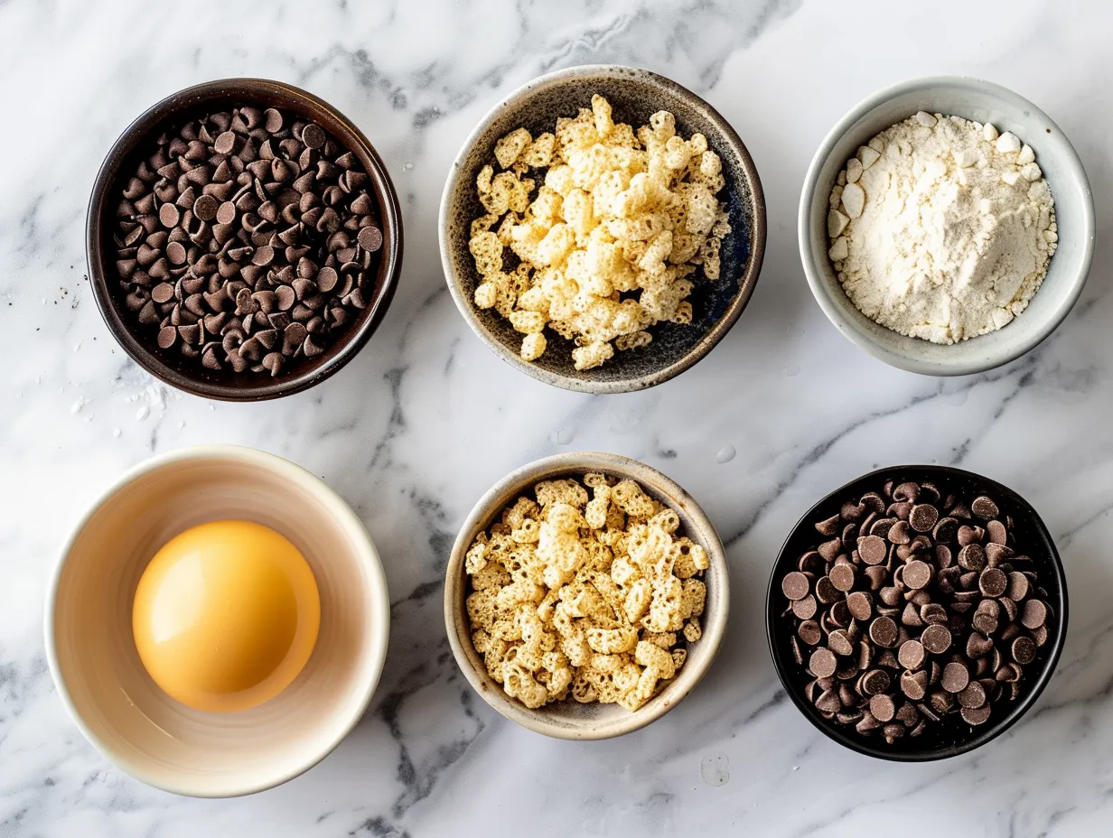 Fresh ingredients for Chocolate Chip Rice Krispie Cookies