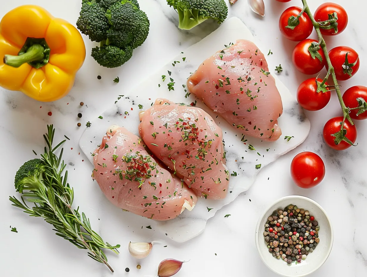 Fresh ingredients for garlic herb chicken dish