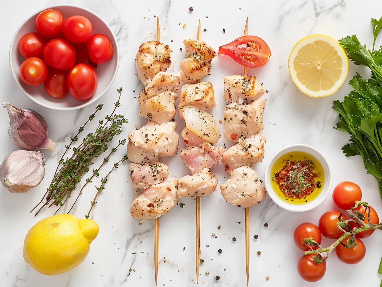 Fresh Ingredients for Greek Chicken Souvlaki
