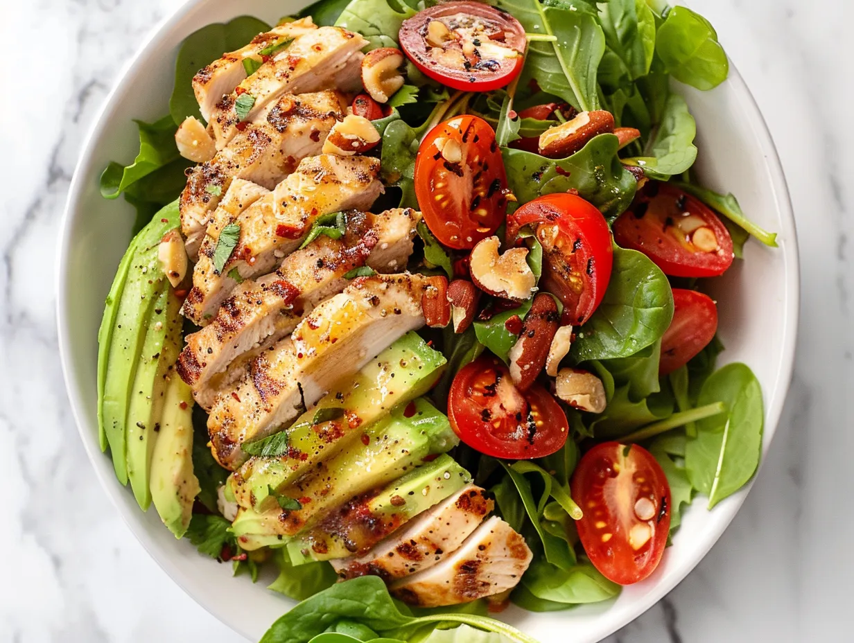 Fresh Ingredients For Grilled Chicken Avocado Salad Bowl