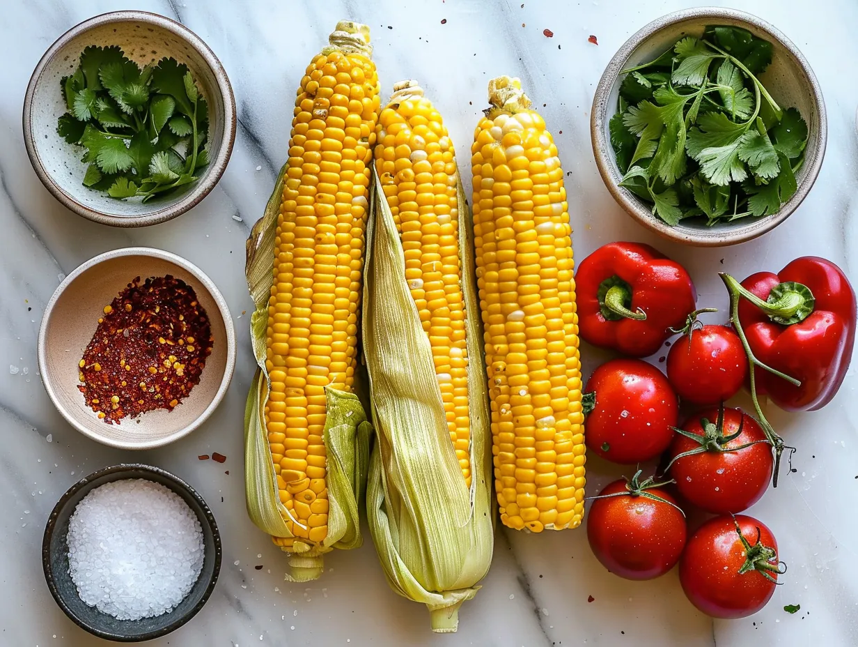 Fresh Ingredients for Sweet and Smoky Grilled Corn Salad