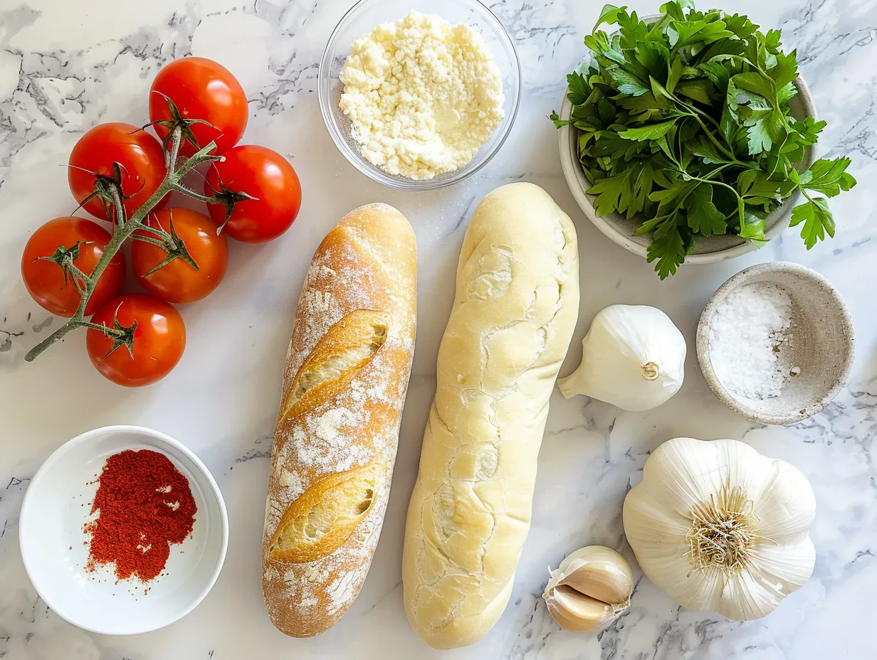Fresh ingredients for Italian Garlic Bread Joes