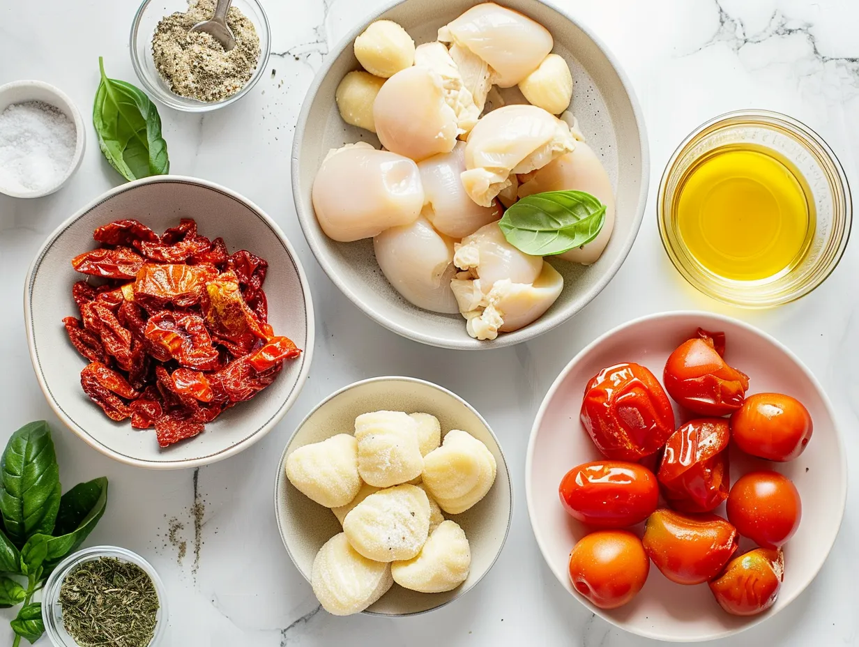Fresh Ingredients for One Skillet Sun-Dried Tomato Chicken and Gnocchi