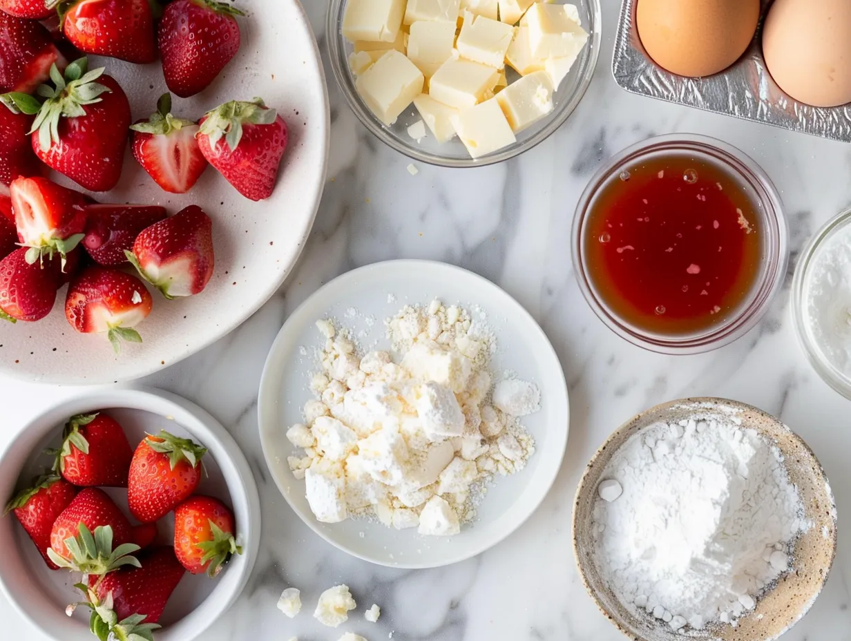 Fresh ingredients for Strawberry Cheesecake Roll Ups