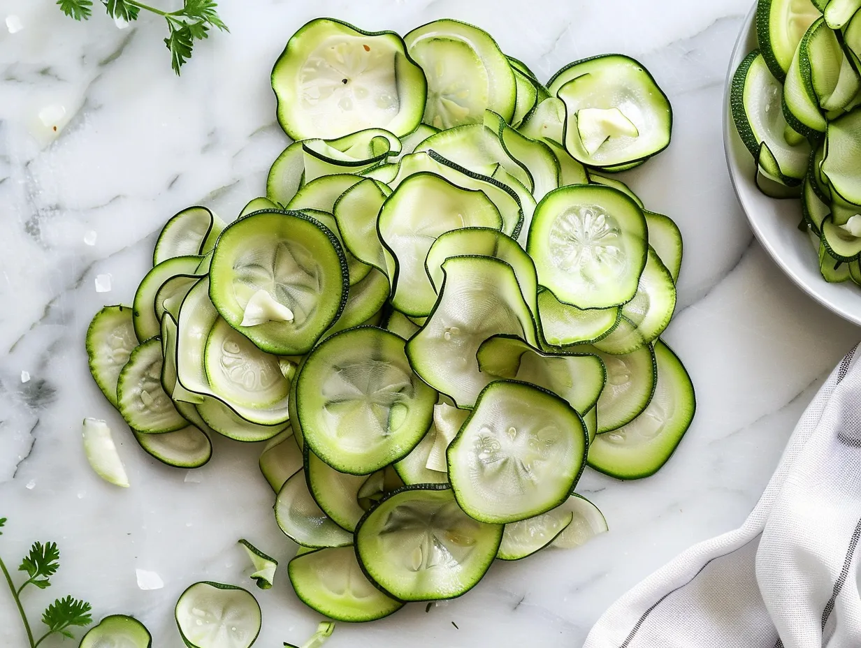 Fresh ingredients for oven-baked zucchini chips