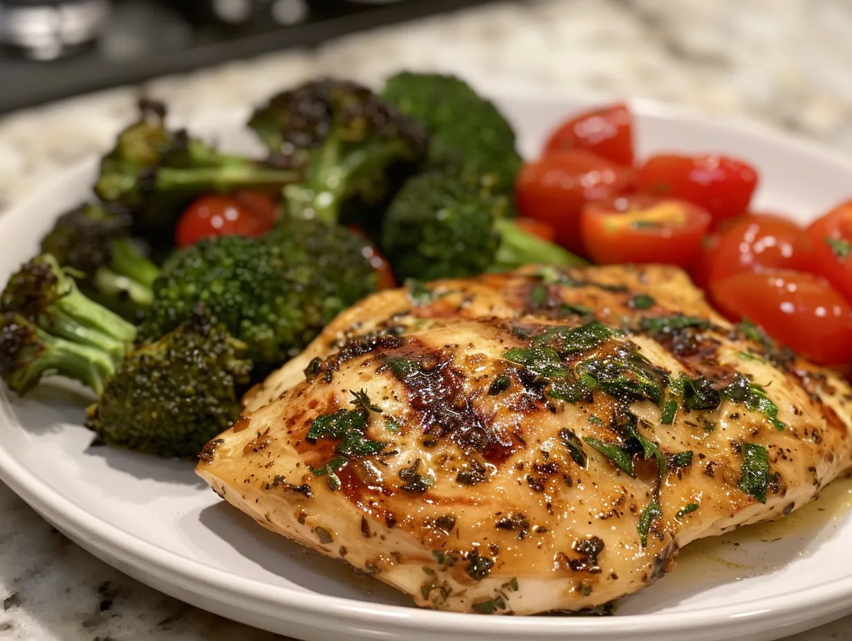 Garlic Herb Chicken with Cherry Tomatoes Broccoli