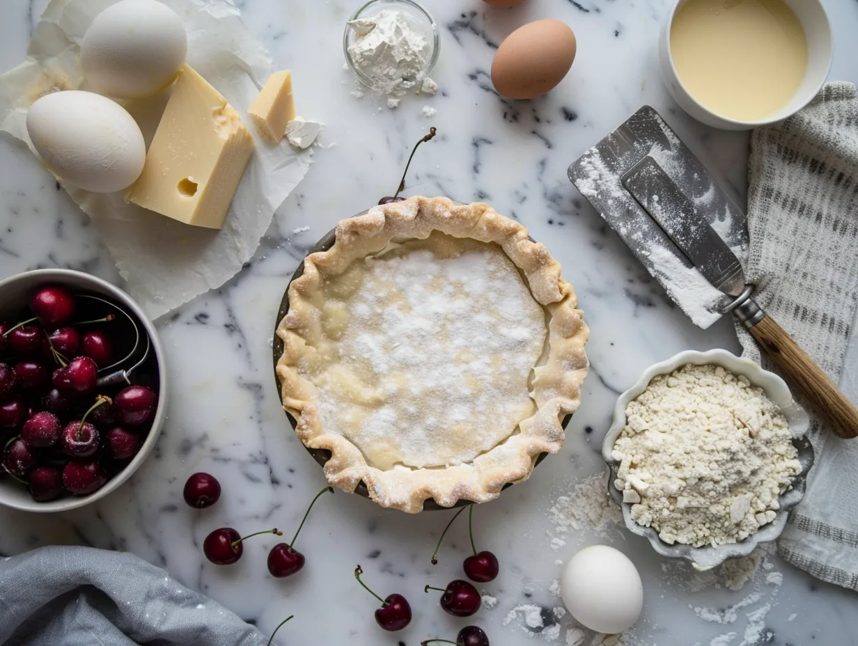 Gathering fresh ingredients for your Cherry Cheese Pastry Pie
