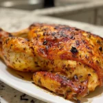Golden Brown Oven-Roasted Chicken on a Platter