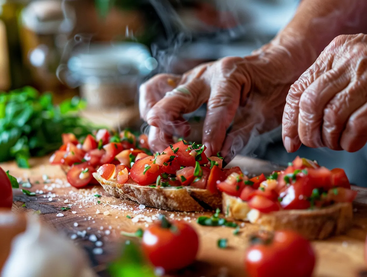Hands-on preparation of cold tomato bruschetta