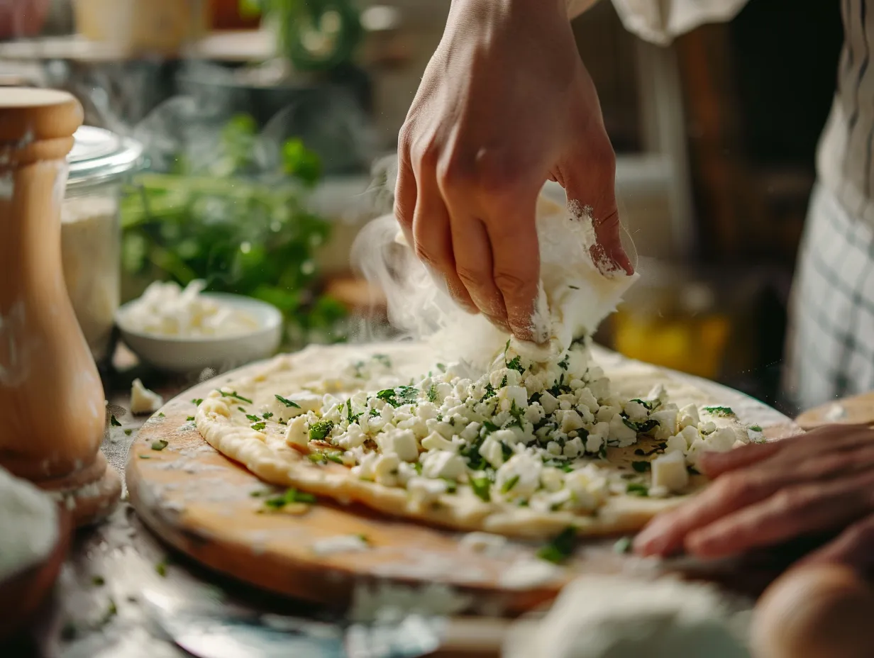 hands-on preparation of stuffed flatbreads