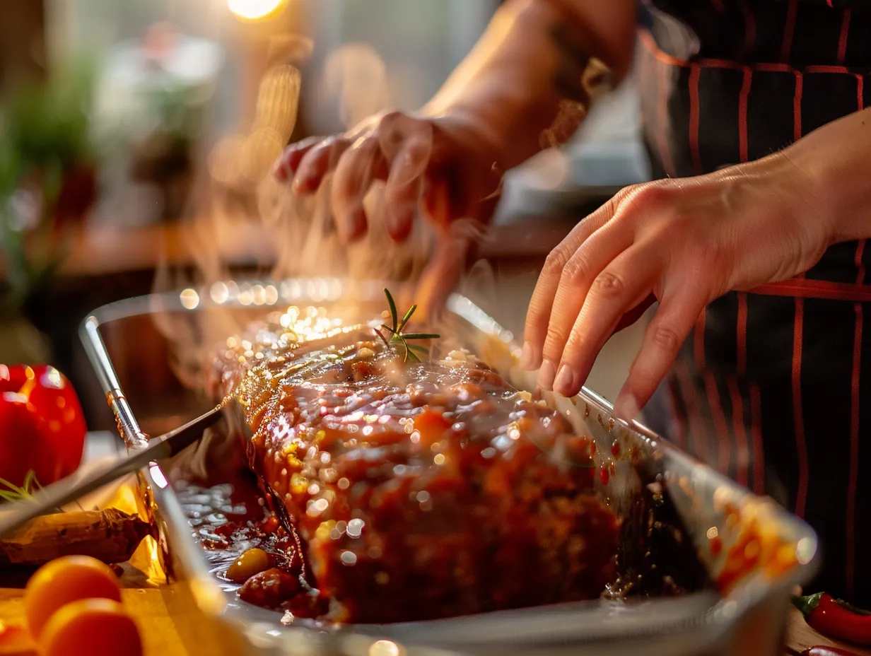 Hands Preparing Meatloaf