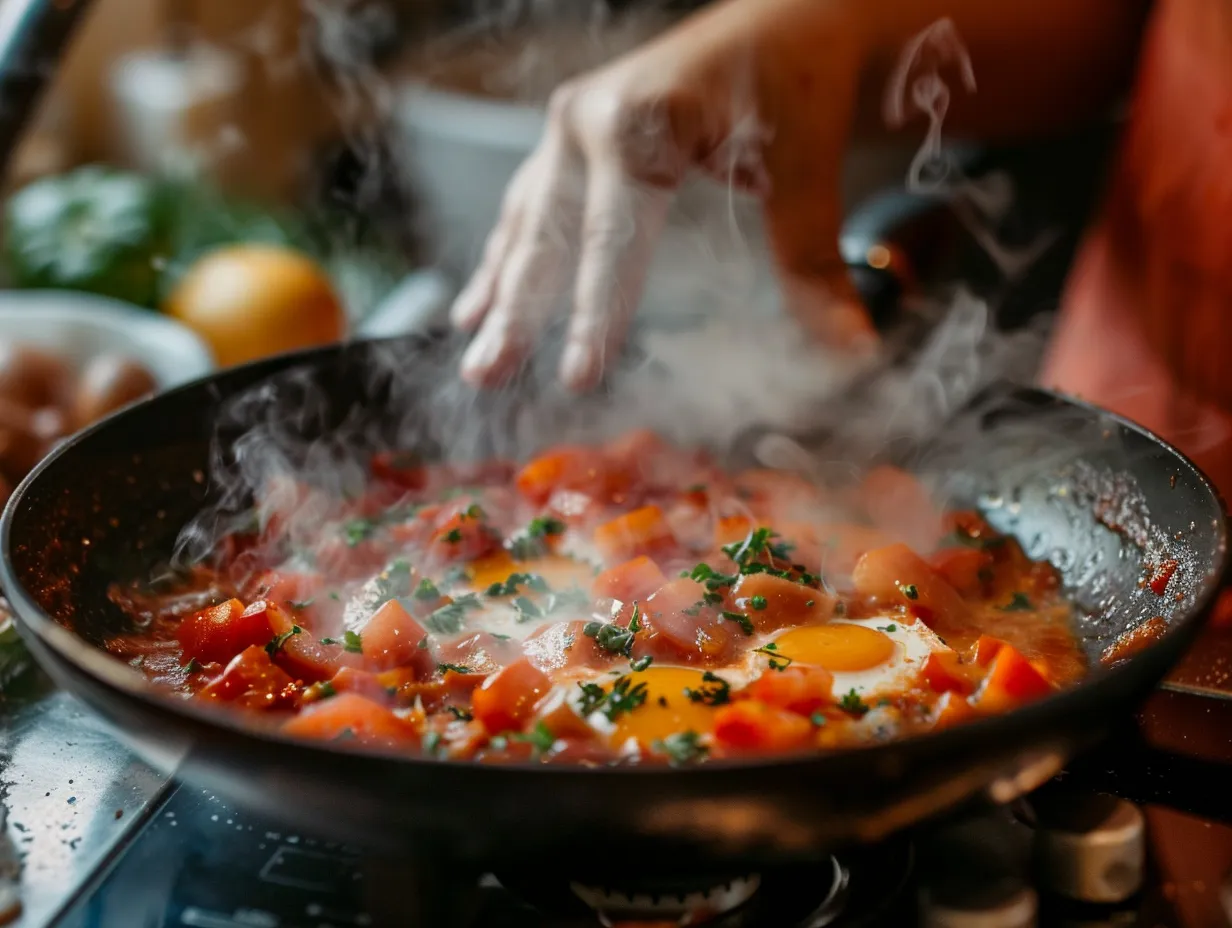 Hands Preparing Shakshuka