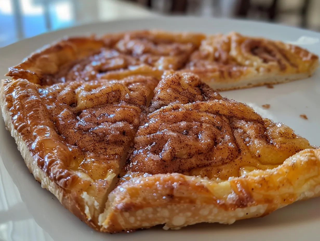 Cinnamon Sugar Pizza Made with Crescent Rolls