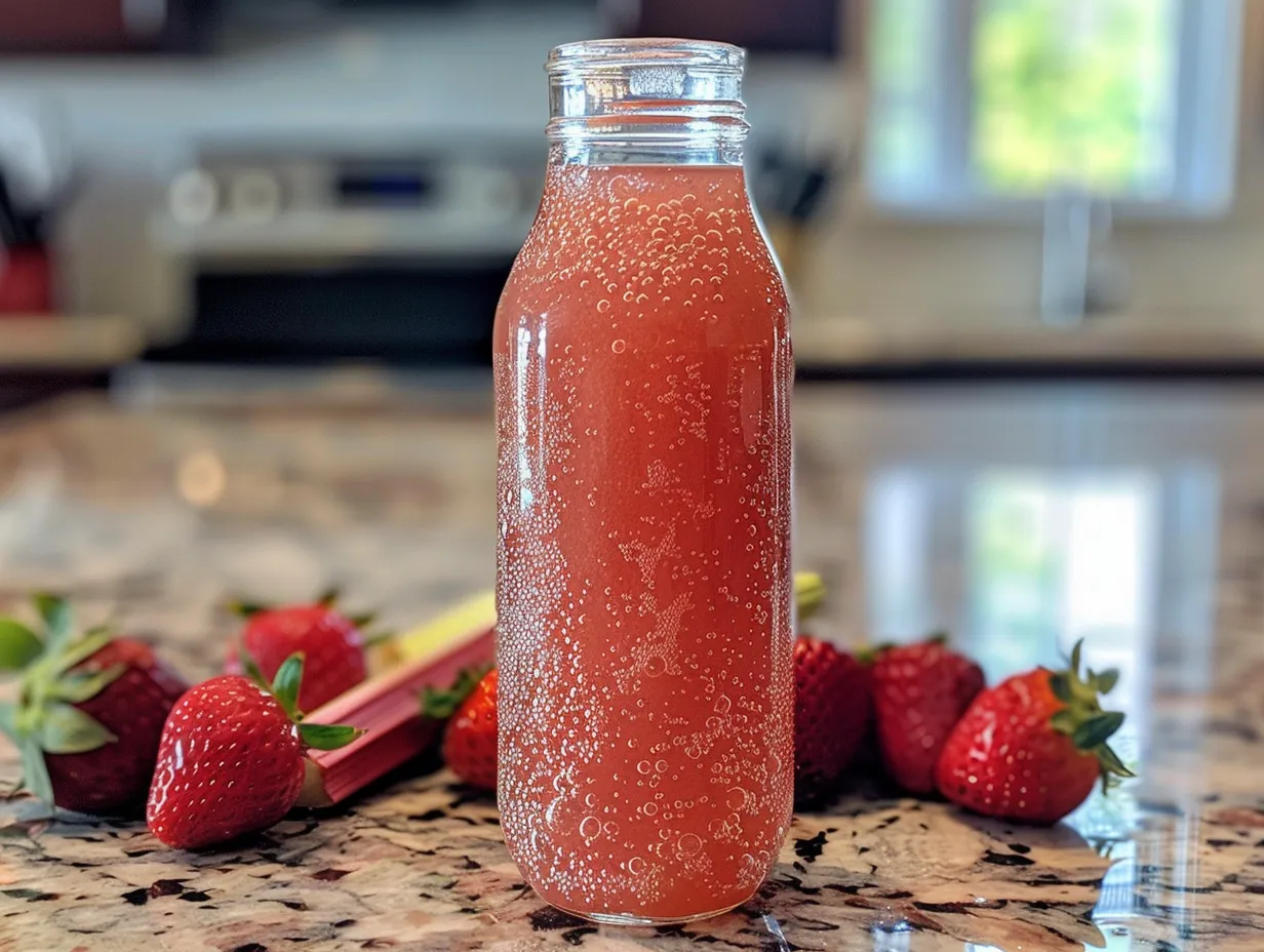strawberry rhubarb fermented soda