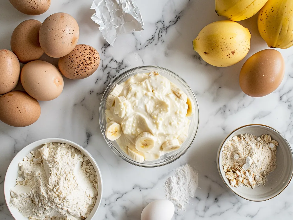 Ingredients for banana pudding poke cake