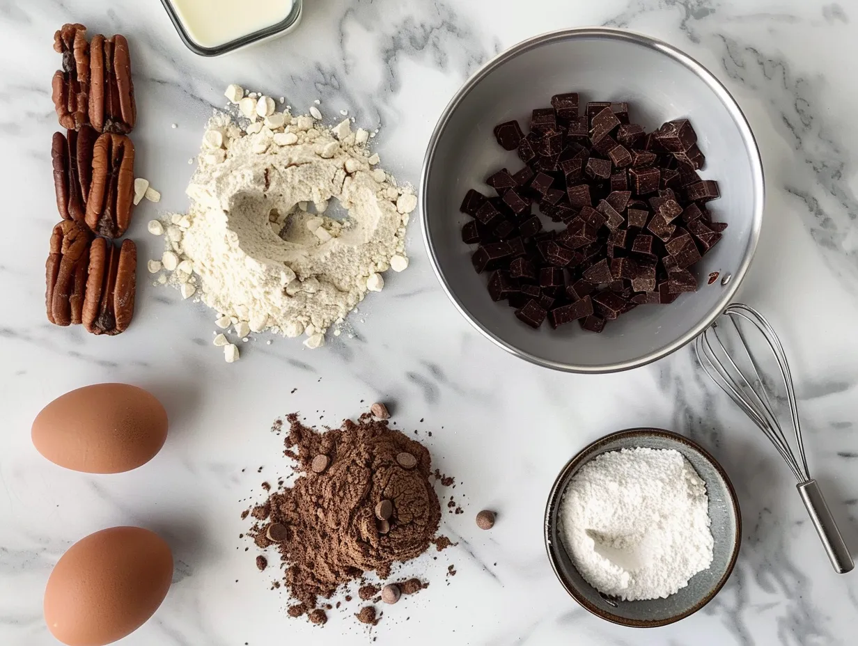 Ingredients for chewy fudge cookies