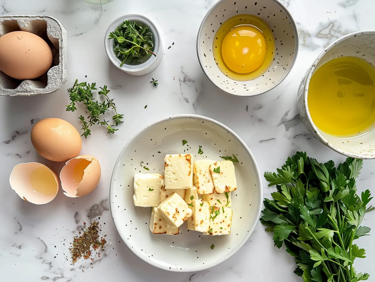 Ingredients for Grilled Halloumi and Scrambled Eggs