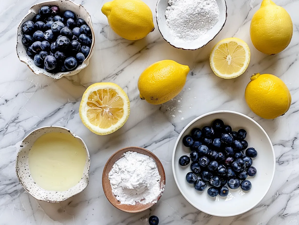 Ingredients for Lemon Blueberry Sheet Cake