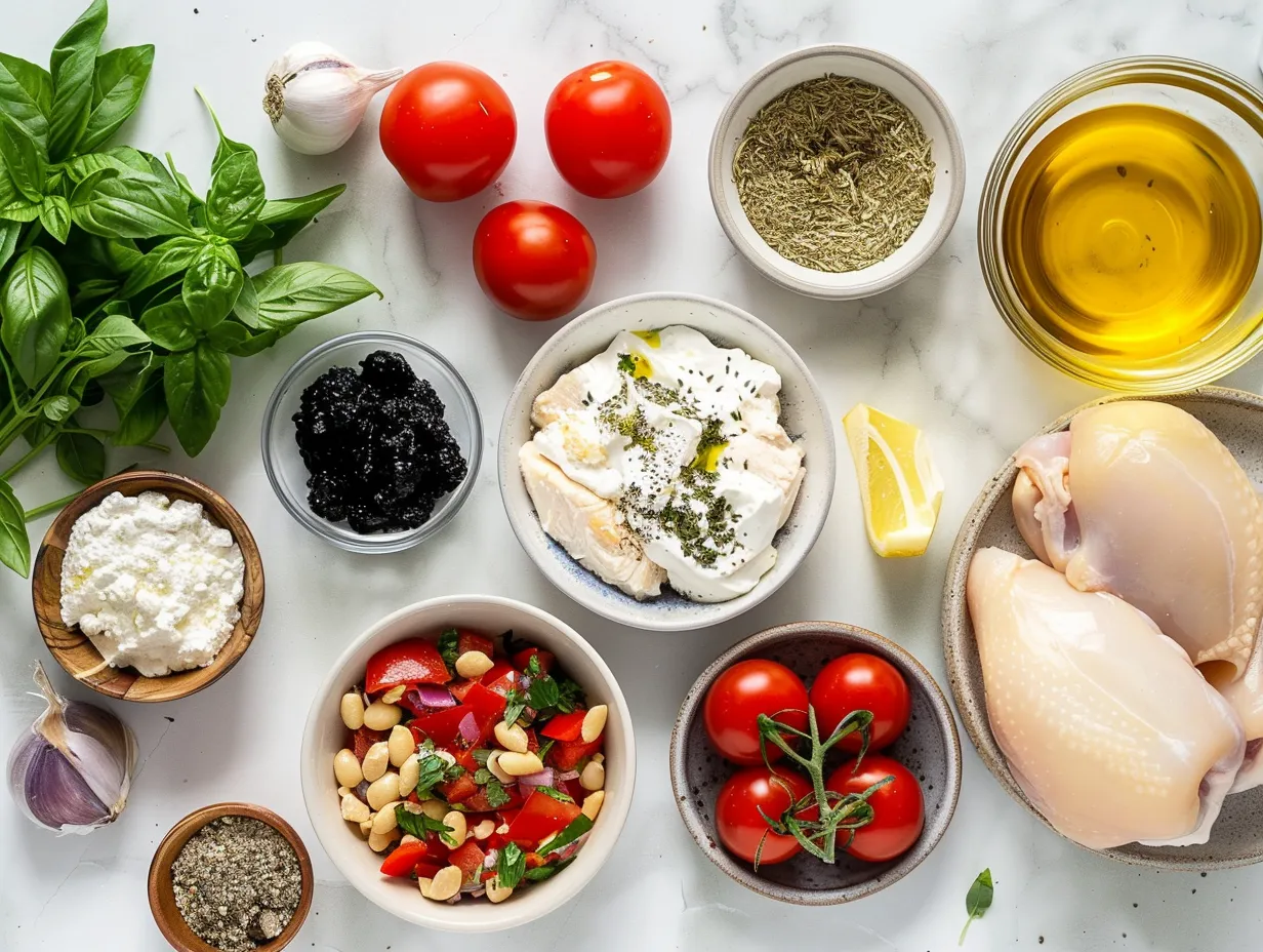 ingredients for low carb greek chicken bowl