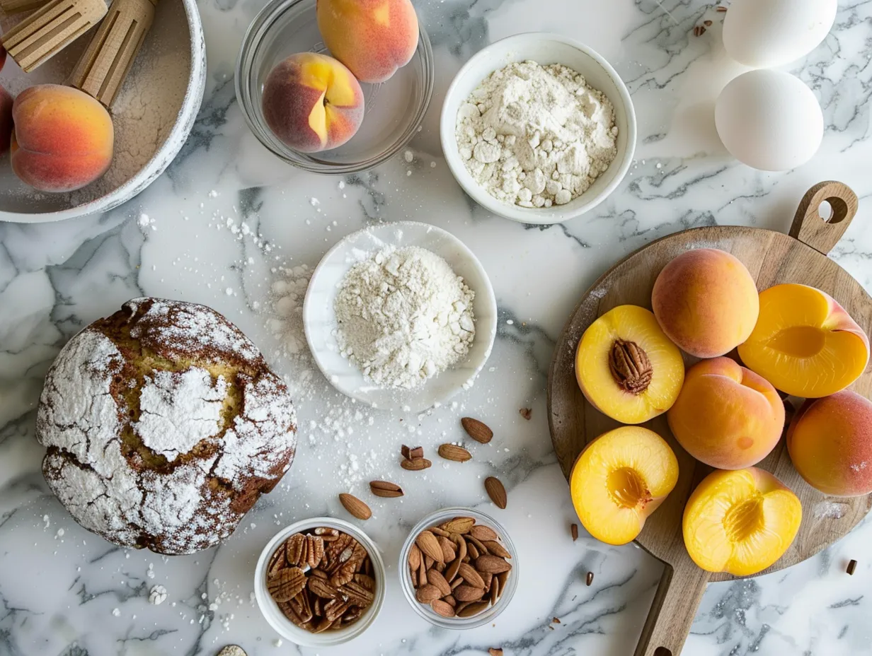 Ingredients for peach bread