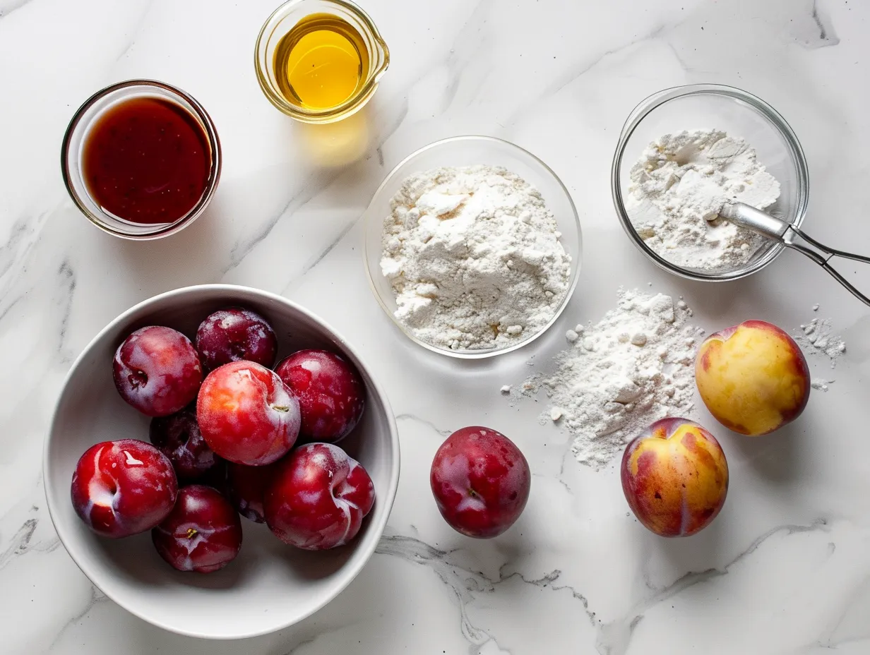 ingredients for plum cobbler bars