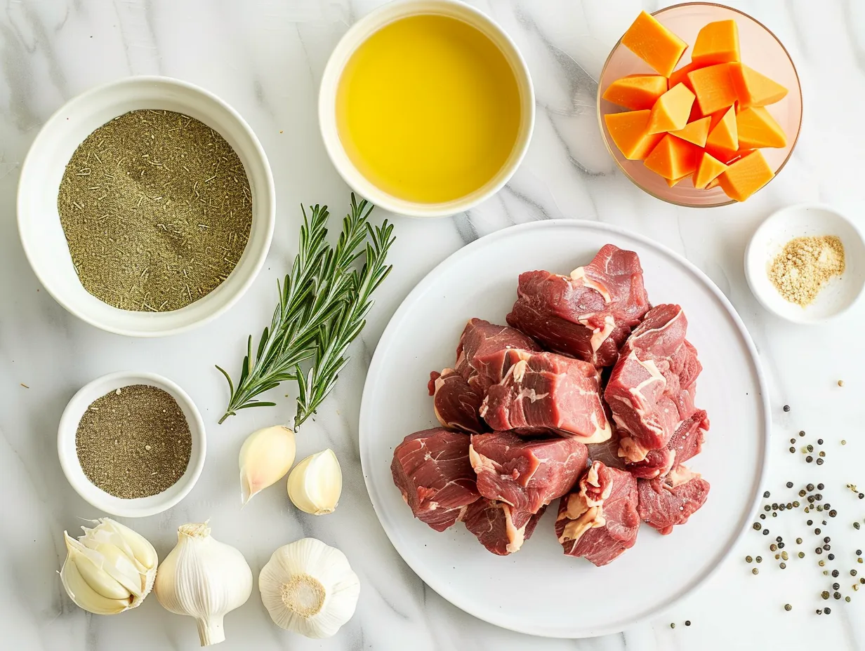 Ingredients for slow cooker beef and cheddar sandwiches