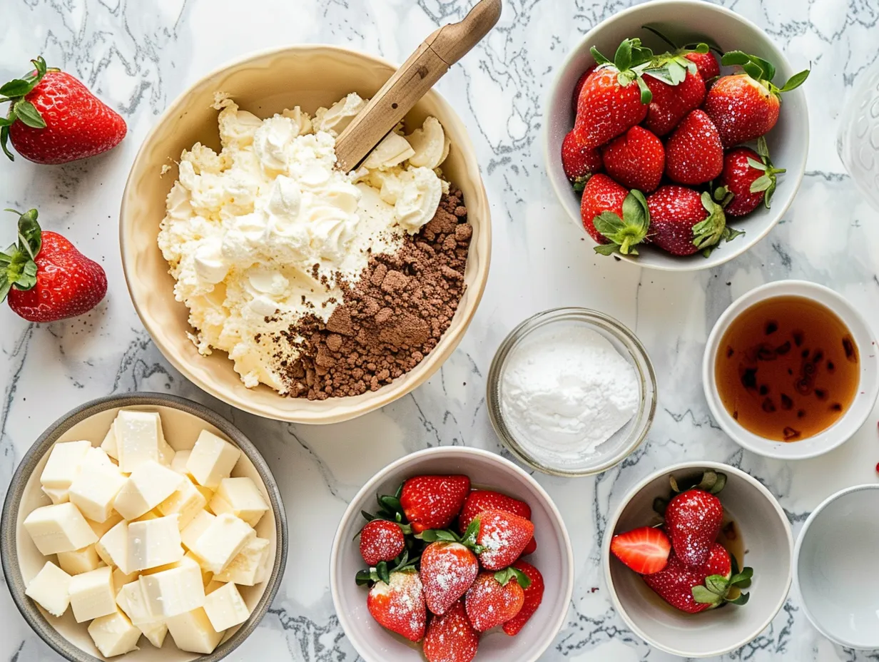 Ingredients for Strawberry Cheesecake Poke Cake