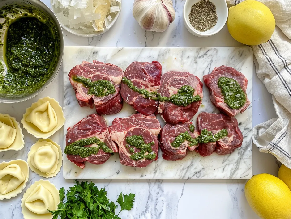 Ingredients for Tender Steak Bites with Pesto Alfredo Tortellini