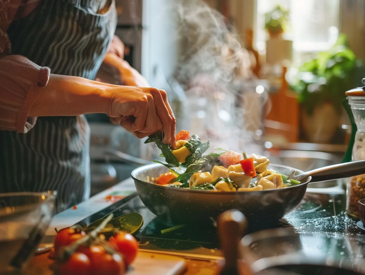 Instructions for Creamy Spinach Tomato Tortellini