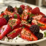 berry salad with creamy lemon herb yogurt dressing