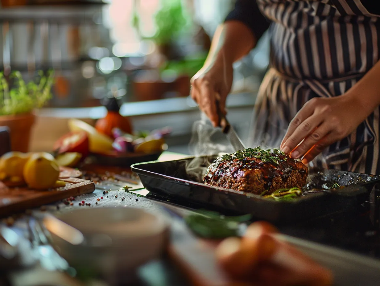 Making Balsamic Glazed Meatloaf step by step