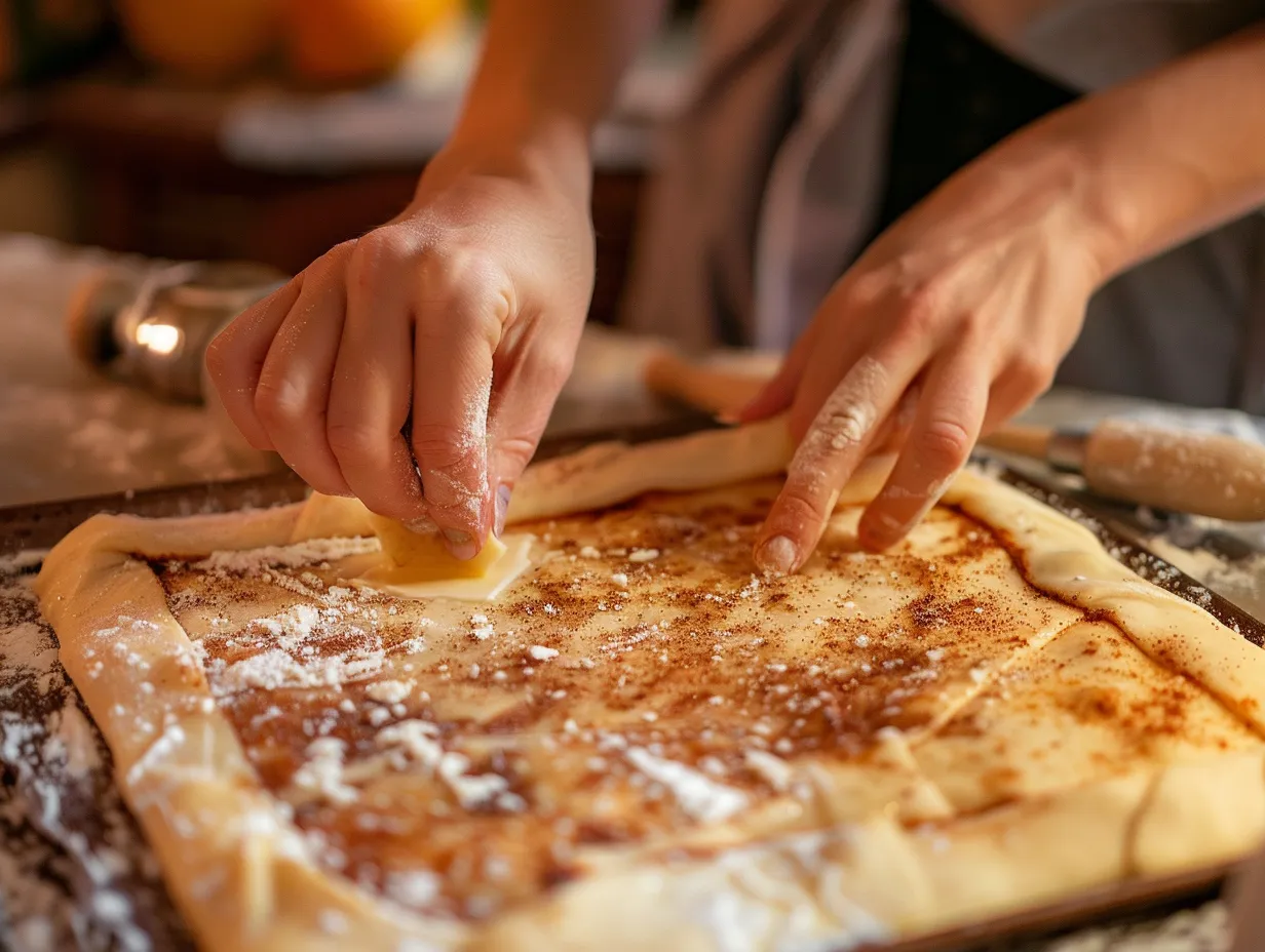 Making cinnamon sugar pizza