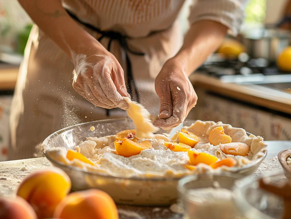 making peach galette at home