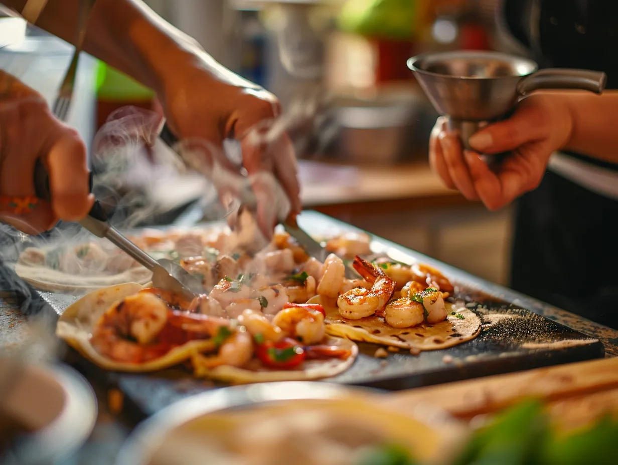 making shrimp tostadas
