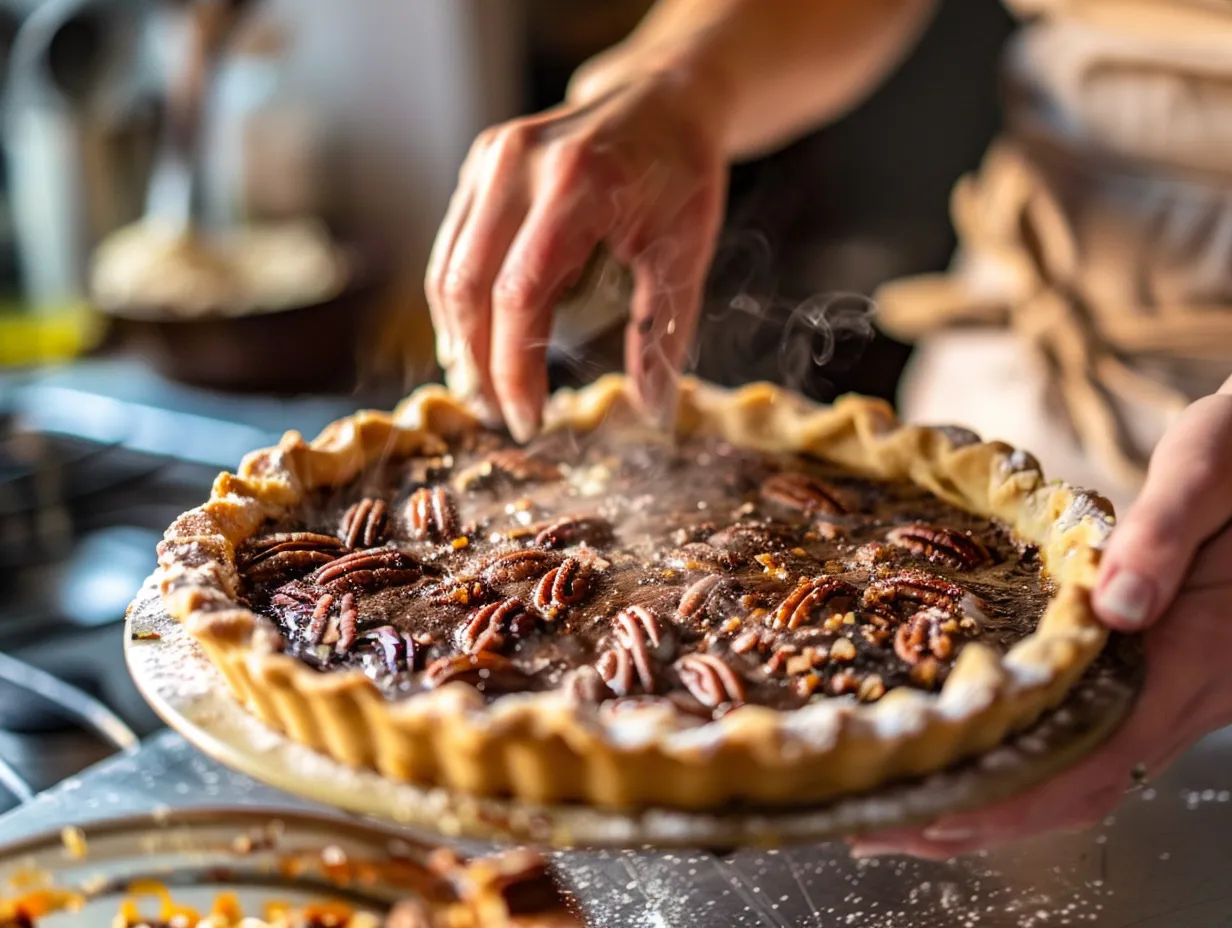 Making Texas Chocolate Pecan Pie