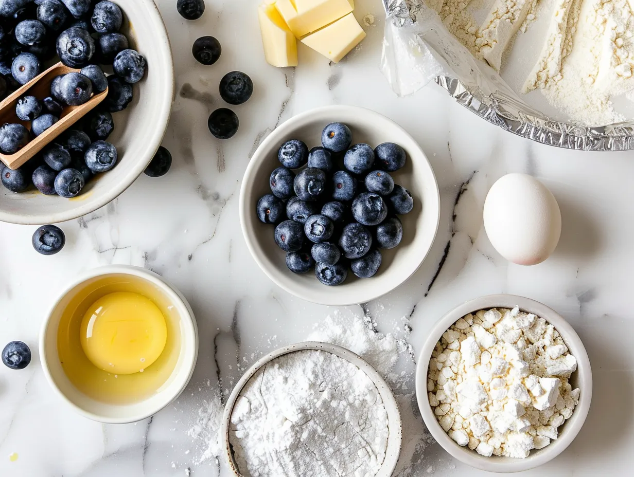 Ingredients for mini blueberry cheesecakes