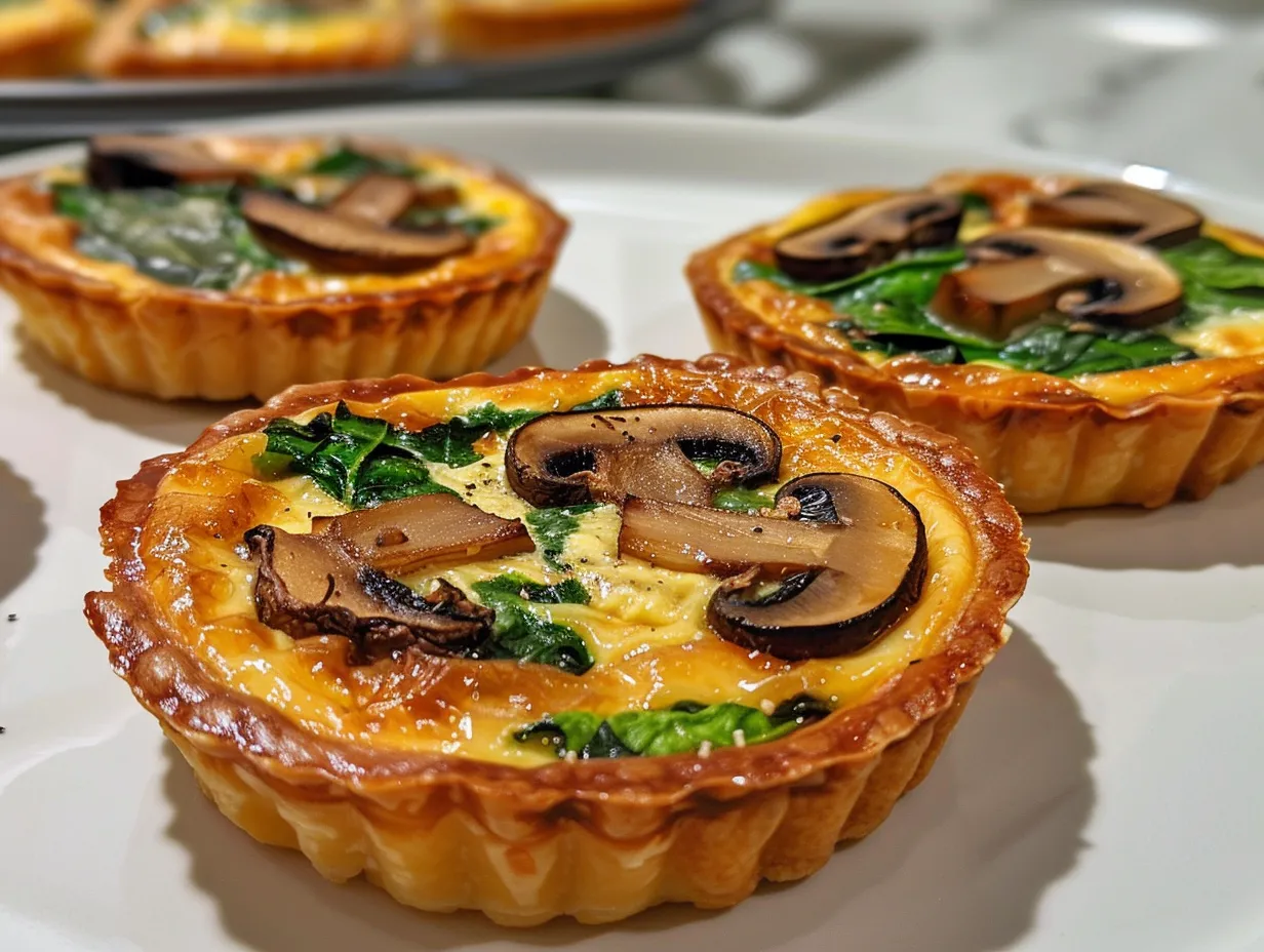 Mini Mushroom and Spinach Quiche Display