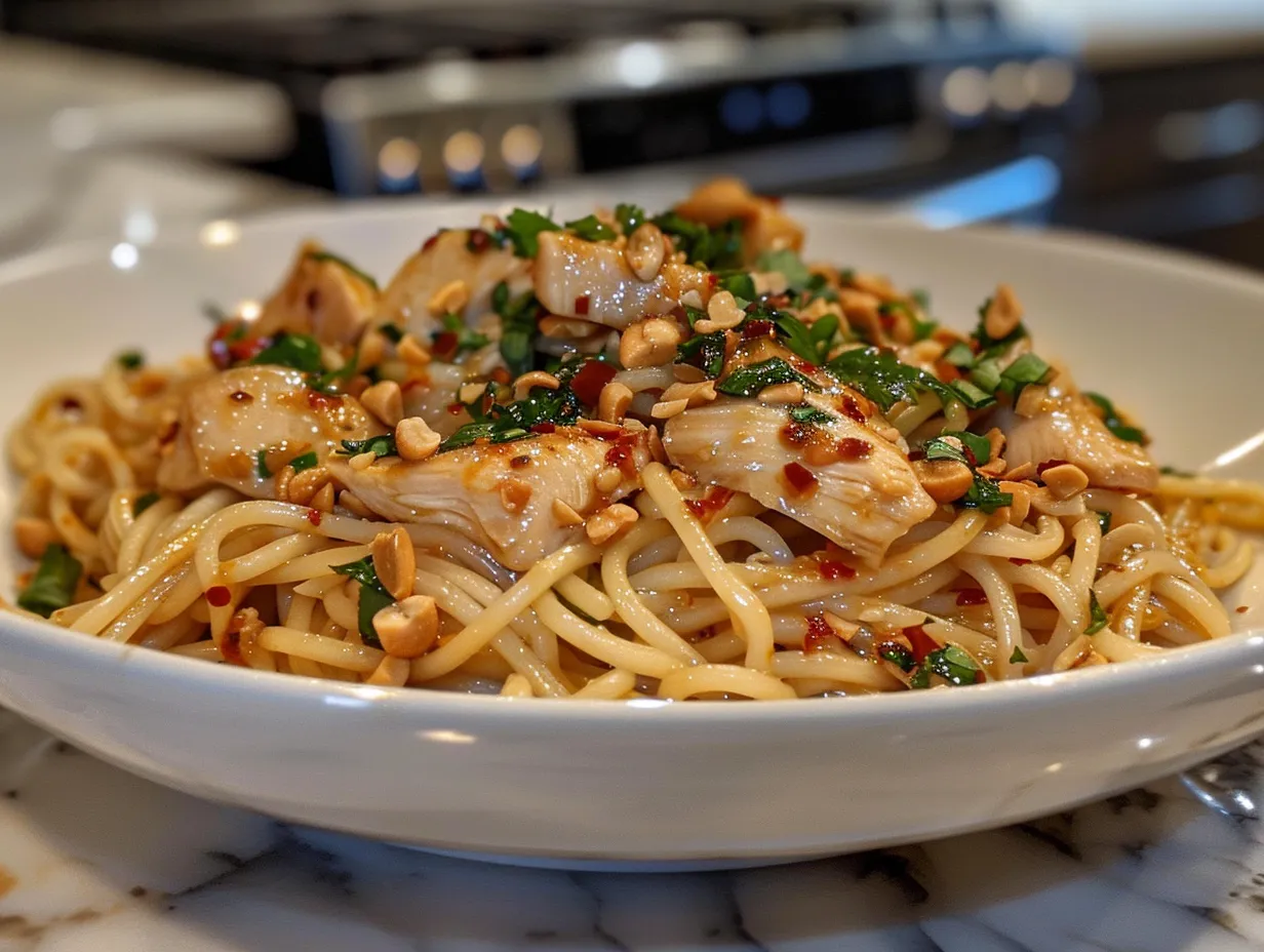 peanut chicken noodle bowl