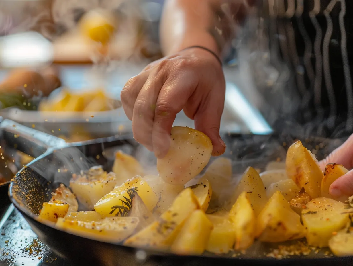 Preparing air fried potato wedges
