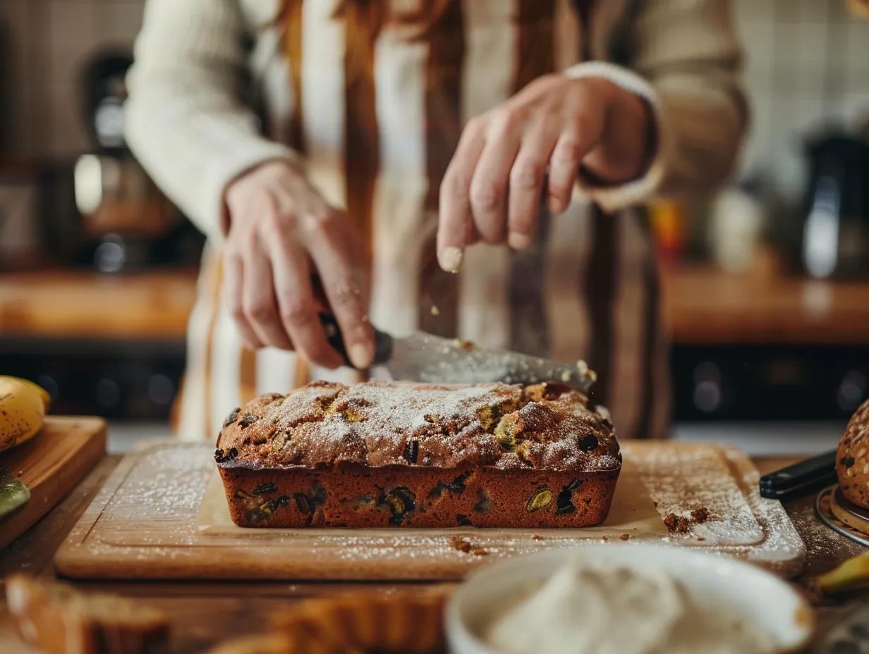 Preparing banana zucchini bread