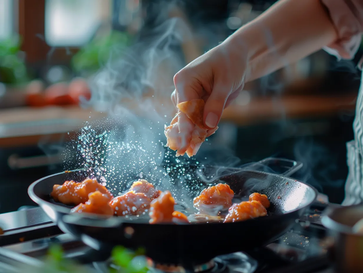 preparing bang bang chicken