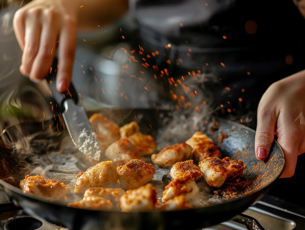 Preparing Cajun Chicken Bites