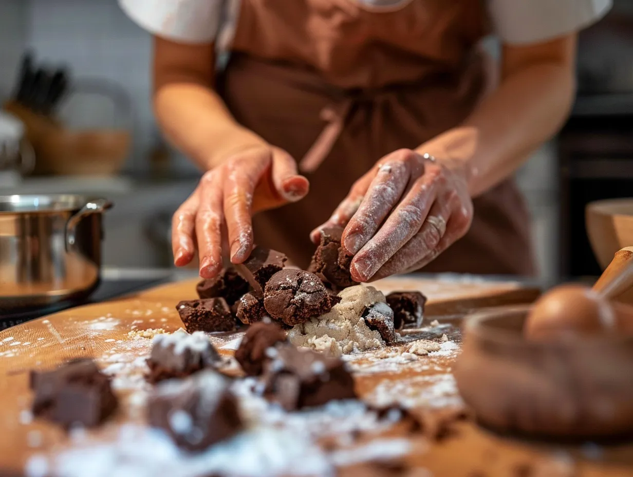 preparing chewy fudge cookies