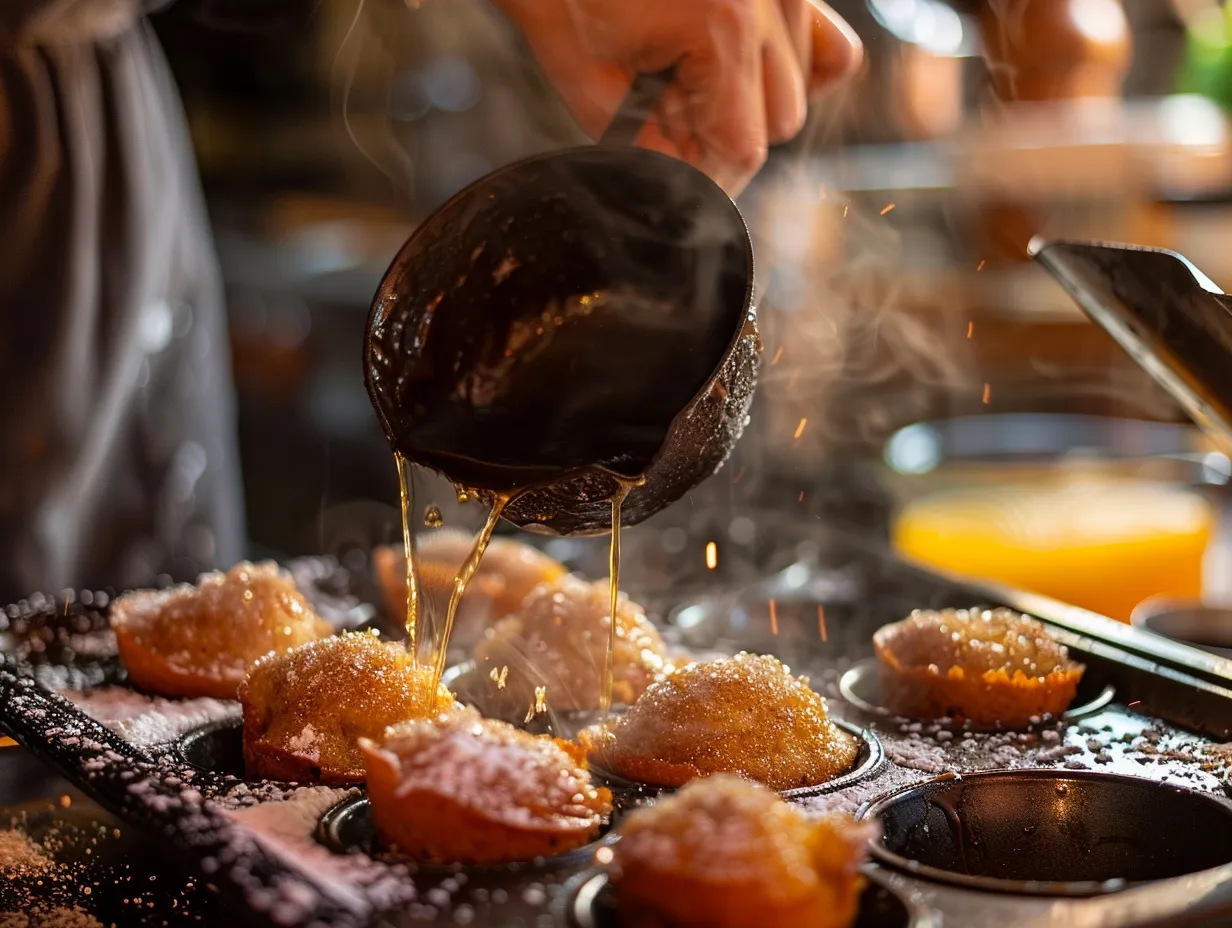 Preparing cinnamon sugar french toast muffins