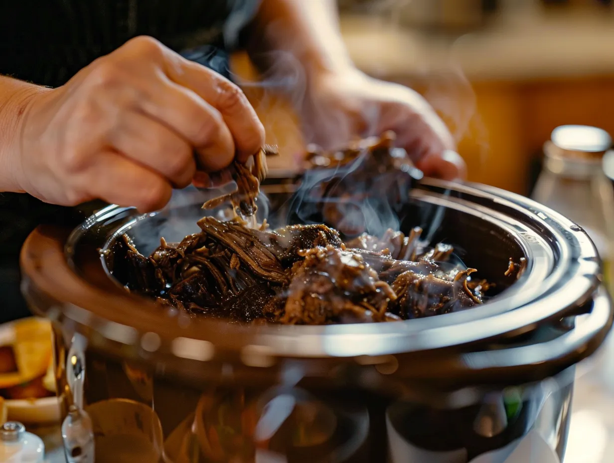 Preparing Crockpot French Dip