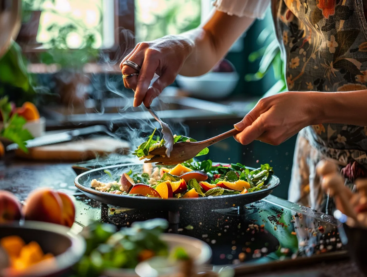 Preparing Grilled Peach Salad