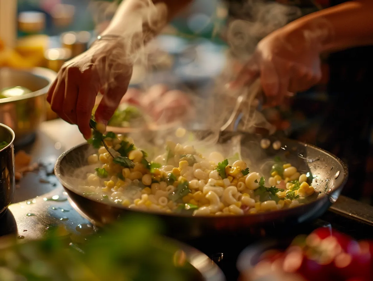 Preparing Mexican Macaroni Salad